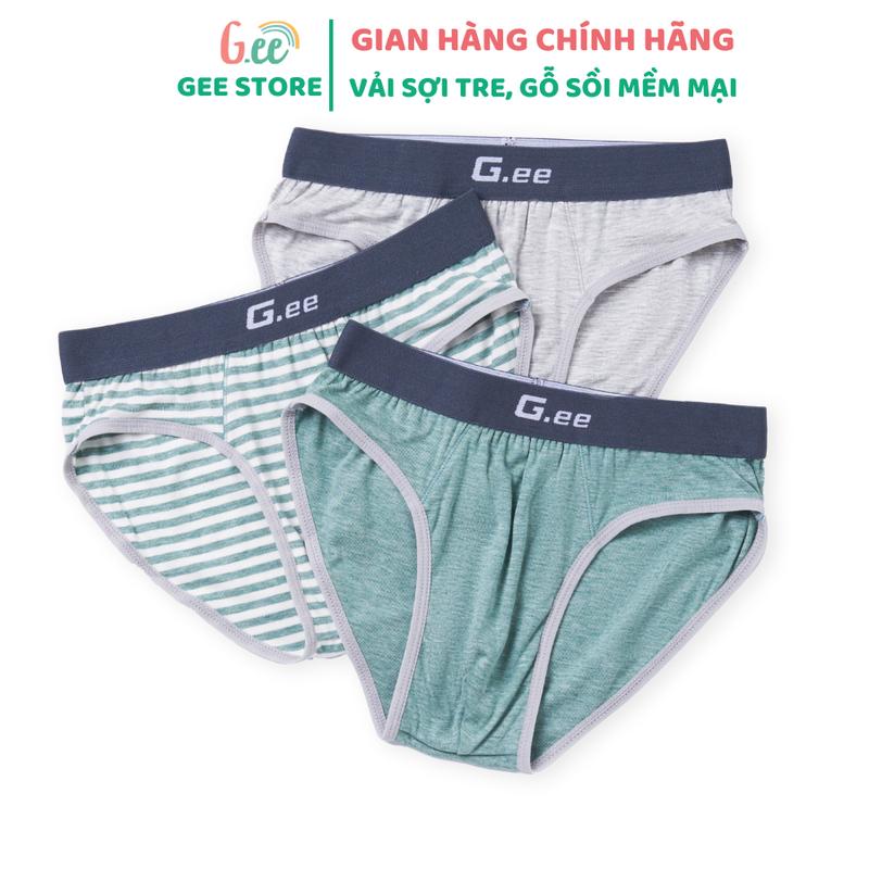 Quần lót, đồ lót Bé Trai, Set 3 Quần Sịp Tam Giác Vải Sợi Tre, Gỗ Sồi mềm mại, co giãn, thấm hút