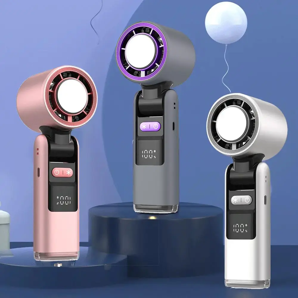 Portable Handheld Fan, 100-Speed Semiconductor Refrigeration Fan, High-speed Folding Mini Portable Fan for Cooling & Ice Application, Rechargeable