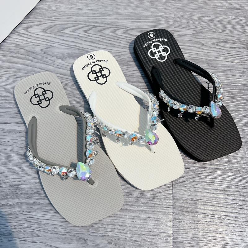 DÉP ĐÁ CHARM MŨI VUÔNG ĐẾ BỆT ĐÁ OPAL TRẮNG (6699)