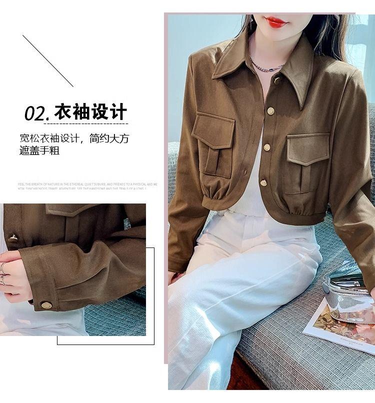 Product Introduction of Áo Khoác Áo Ghi Lê Túi Hộp, Dành Cho Nữ, Hàng Mới Về Mùa Thu 2023, Cao Cấp, Nhỏ, Dài Tay, Dễ Phối Đồ, Bó Sát, Áo Ngắn 5