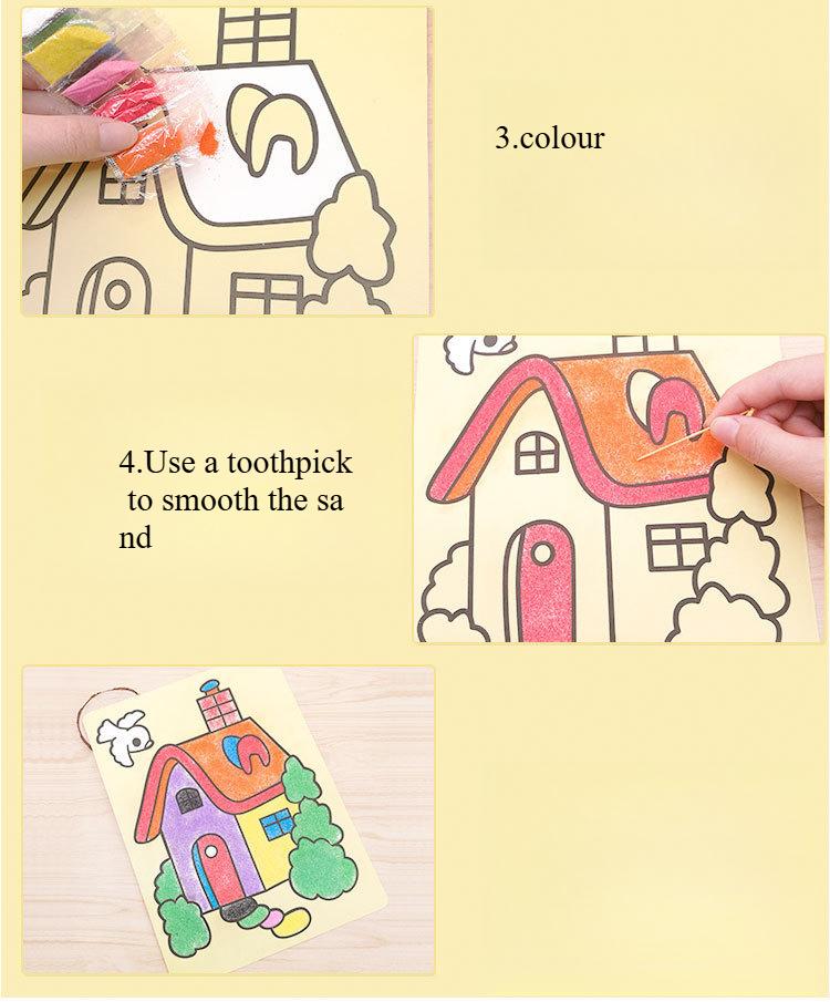 Product Introduction of Creative Toy Large Yellow Bottom Sand Painting Diy Set Children's Creative Color Sand Hand Painting Material Set 7