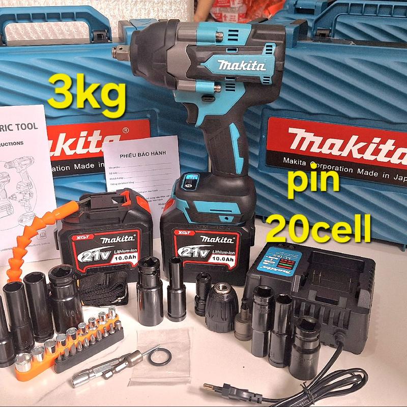 máy siết bulong makita lực khủng lực siết 2200nm pin 20cell 1 máy 1pin 3kg chuyên mở ốc lồi tay ga ốc oto con tải 1,2 tấn máy xúc máy gặt lồng máy giặt ....có tem QR