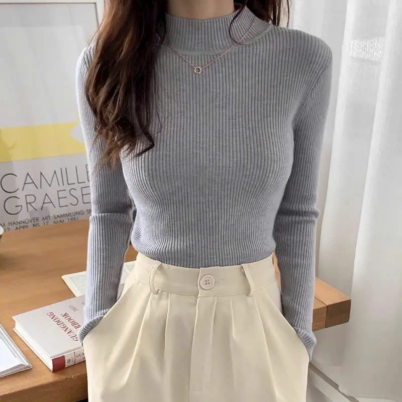 Giữ Nhiệt Mùa Đông- Áo Len Dài Tay Cổ 3cm Mềm Mịn Dễ Mix Đồ Nữ Women Top Voi 4