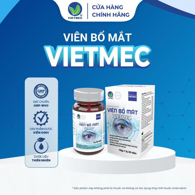 [3 tặng 1]Viên Bổ Mắt VIETMEC 30 viên - Hỗ Trợ Tăng Cường Thị Lực, Giảm Mờ Mắt, Chống Tác Hại Ánh Sáng Xanh