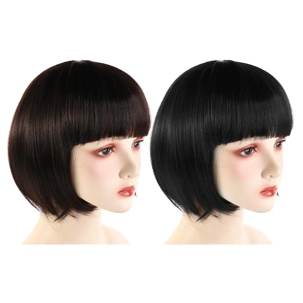 Realistic Fashion All-Match Fluffy Girls Hair Accessories Decor Seamless Kids Headwear Heat Resistant Fiber Baby Hair Wig Children Straight Bob Wigs Synthetic Short Wigs