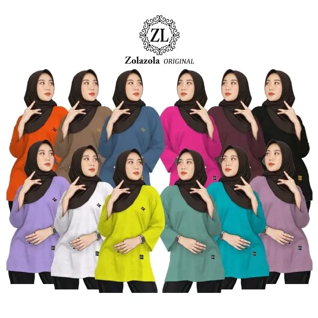 Kaos OVERSIZE Wanita Lengan 7/8 Polos size [ M. L. XL. XXL. XXXL ] / ORIGINAL ZOLAZOLA/  Baju Kaos Seragam Polos Kekinian KATUN COMBED24S Tebal 3