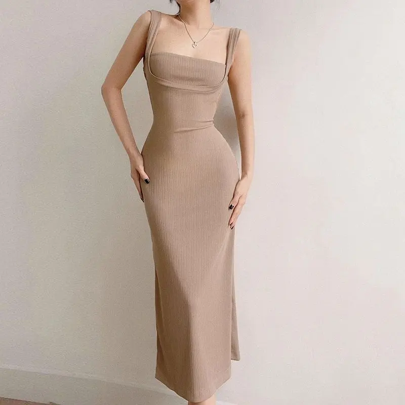 D1056-INSDOIT French niche neck hanging dress, women's new style, slim fit, temperament, suspender, backless strap, buttocks wrapped skirt