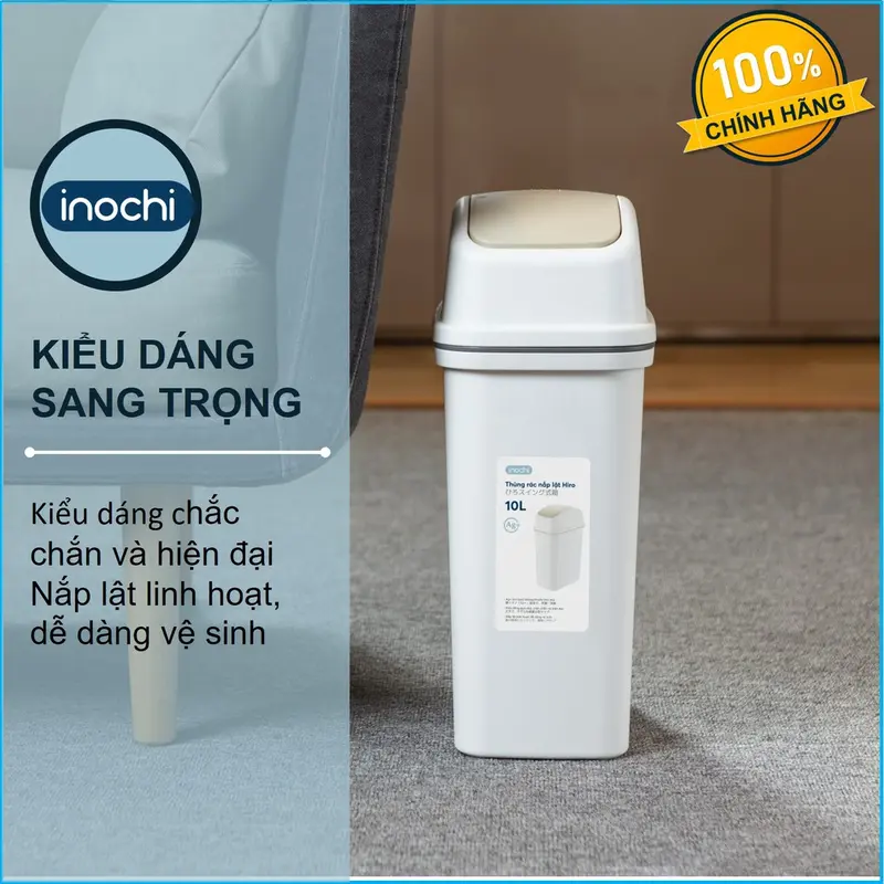 [CHÍNH HÃNG] Thùng Rác Thông Minh Nắp Lật - Inochi - Làm thùng rác Khách Sạn, Văn Phòng Đồng 3