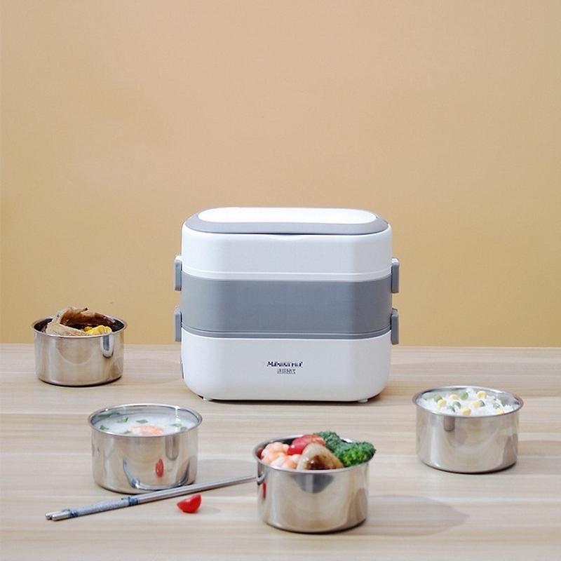 Hộp cơm hâm nóng 2 tầng 4 ngăn LUNCHBOX inox giữ nhiệt và tự nấu chín thức ăn, Cà Men Đựng Cơm Đi Làm 8