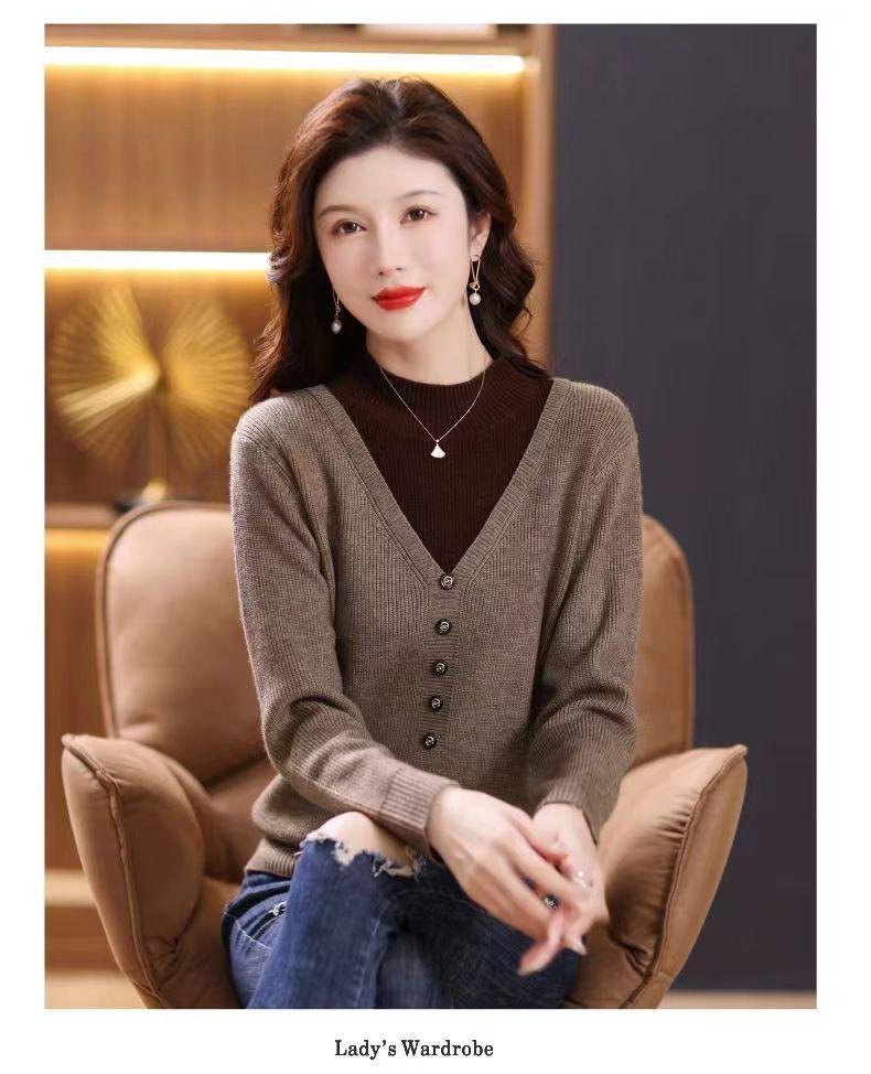 Product Introduction of Áo Len Cổ Lọ Nửa, Hàng Mới Về Mùa Thu Và Mùa Đông, Dành Cho Phụ Nữ, Quần Áo Cho Mẹ, Dáng Rộng Vừa Vặn, Phong Cách Phương Tây, Áo Lớp Nền Bên Trong, Thời Trang Nữ 25