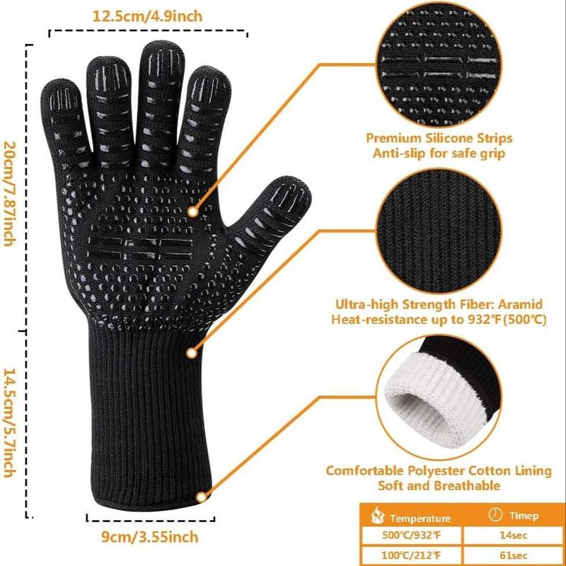 Heat Resistant Silicone Barbecue Glove, 1 Count Non-slip Grilling Glove, Travel Accessories, Household Long Kitchen Oven Glove for Baking, Cooking, Cutting 3