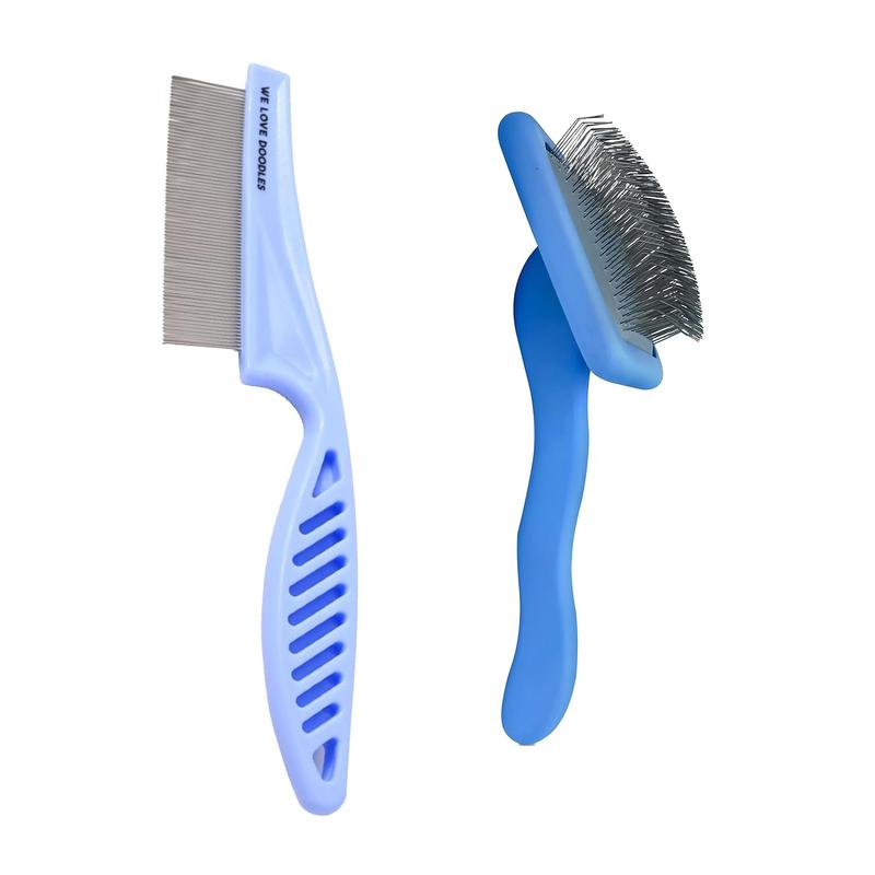 TikTok Shop Large Dog Face Grooming Comb and Large Slicker Brush Bundle Tear Stain Remover For Dog Eye Boogers Long Pin Brush For Dematting Pet Eye Brush Combs