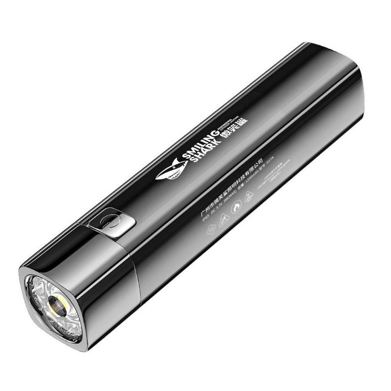 Product Introduction of 600mAh/1200mah Smiling Shark Mini LED Zoomable Flashlight COB Long Large High Floodlight 21