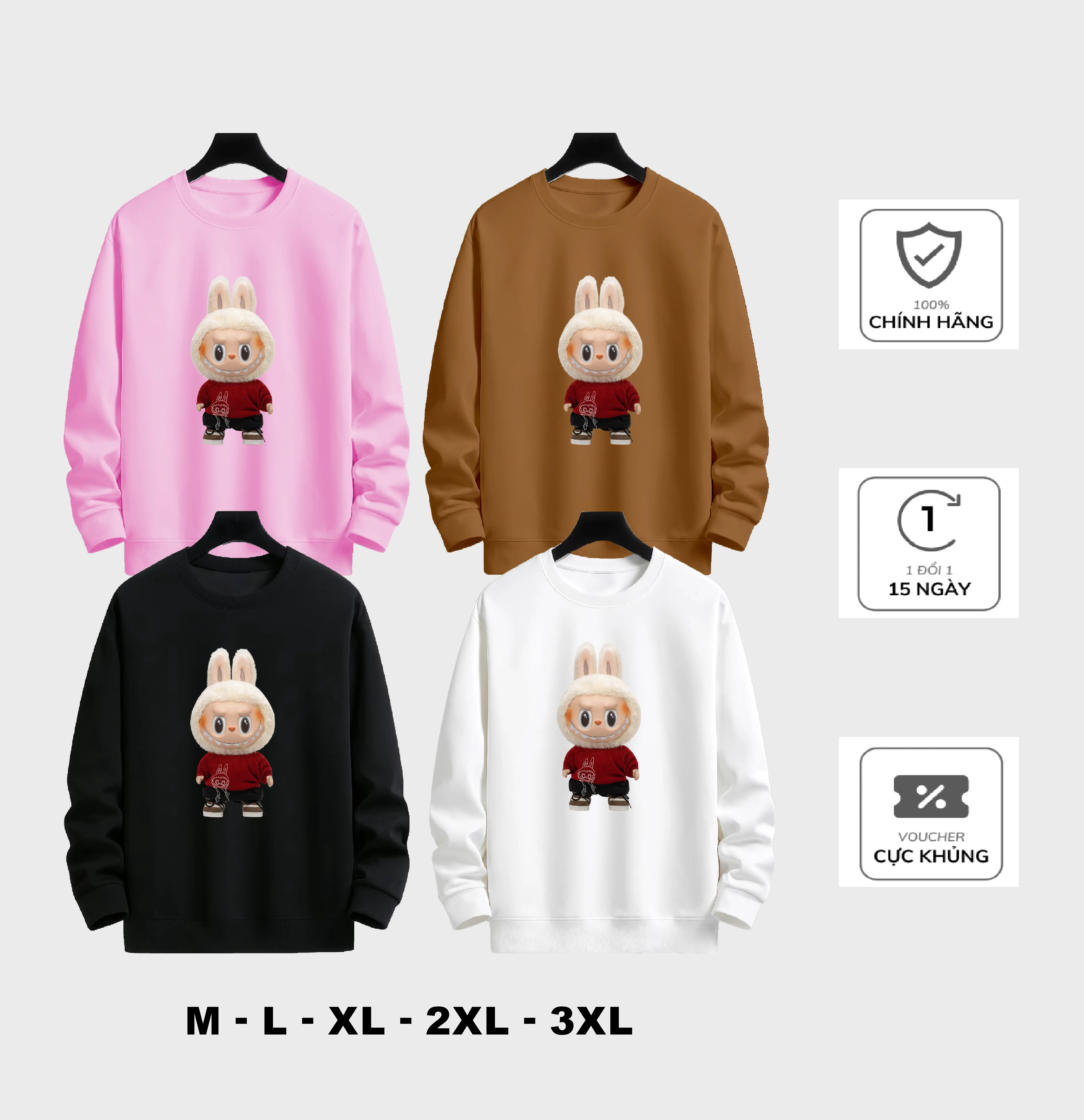 Áo Thun Dài Tay LABUBU The Varuss Form Dáng Dễ Phối Đồ Co Dãn Thoải Mái Nam Menswear Cổ Tròn Unisex - Hoodie, Shirt