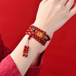 Gelang Tangan Dewa Kekayaan, Bahan Cinnabar, Lima Arah, Gelang Berbilang Bulatan Tahun Zodiak, Bulatan Biasa, Gelang Pixiu Pasir Emas Ungu, Gaya Beg Bertuah, Uniseks Bangles Bracelets Jewelry