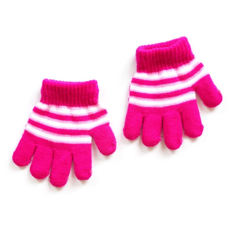 Children Full Finger Gloves Stripe Gloves Mittens Age1-5 Toddler Knitted Winter Gloves Outdoor Sport Gloves for Boy Girl 7