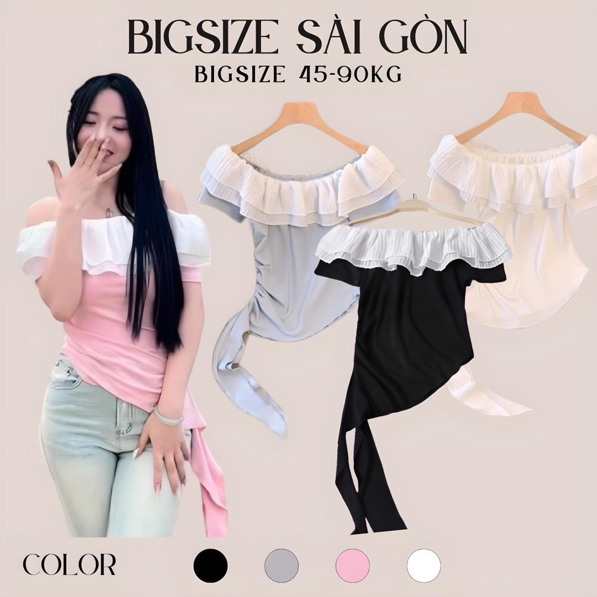 Áo Thun Trễ Vai Tà Dài Tay Ngắn 45-90Kg Có Bigsize Sài Gòn Top Nữ Women Chất Thun Tăm Co dãn Sơ Mi - B.1350