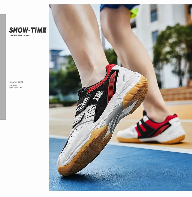 Product Introduction of New Breathable Badminton Shoes Men Comfortable Badminton Wears Velcro Tennis Sneakers Light Volleyball Shoes Size 36-45 38