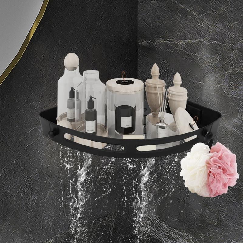 Product Introduction of Wall Mounted Triangle Rack Shower Shampoo Rack No Drill Towel Shower Gel Storage Holder Plastic Home Organizers 13