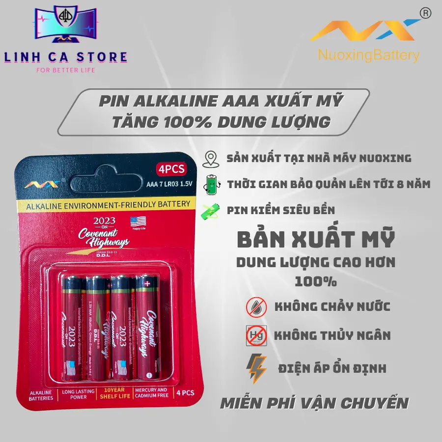 Pin Alkaline AAA xuất Mỹ 1,5V/Pin điều khiển/Pin Nuoxing - Linh Ca Store