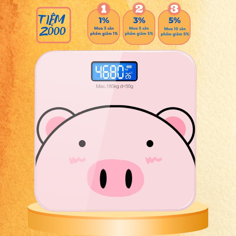 Cân Điện Tử Sức Khoẻ Hình Heo Hồng Dễ Thương, Cân Điện Tử Bác Sĩ Gia Đình, Mặt Kính Chịu Lực Tối Đa 200kg 6