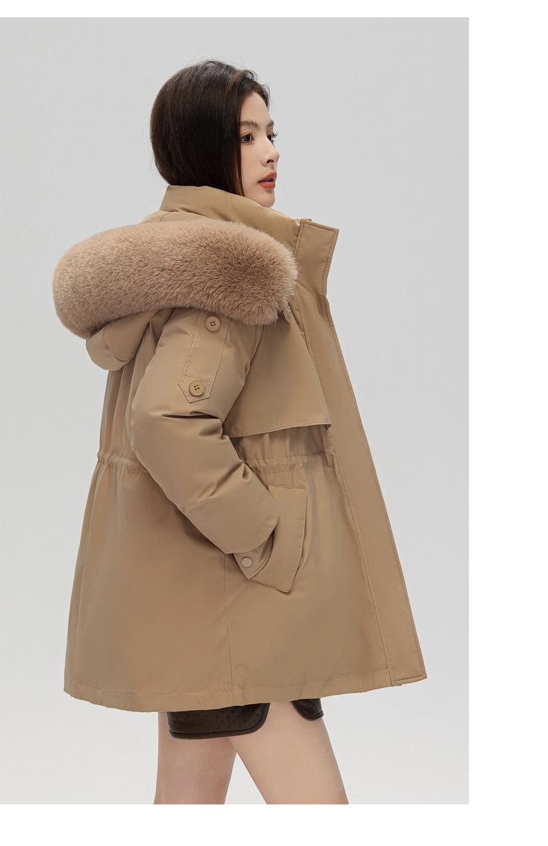 Product Introduction of Fashion Big Fur Collar down Cotton-Padded Jacket Women's Short 2023 New Winter Clothes Small Workwear Thickened Parka Cotton-Padded Jacket 16