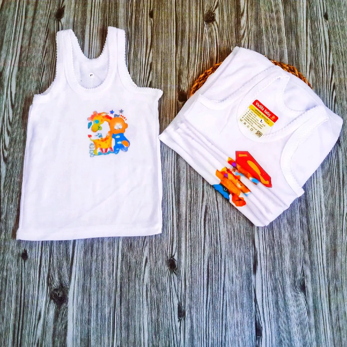 12 pcs singlet anak / daleman anak putih sablon Fashion kaos  dalam