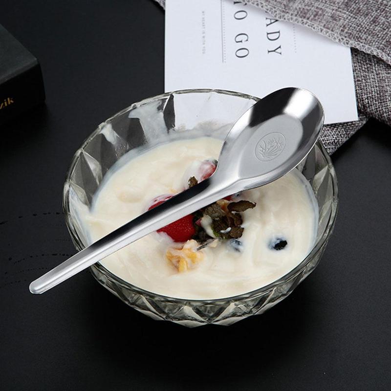 Product Introduction of Spoon 401 Stainless Steel Household Flat Bottom Eating U0Q1 13