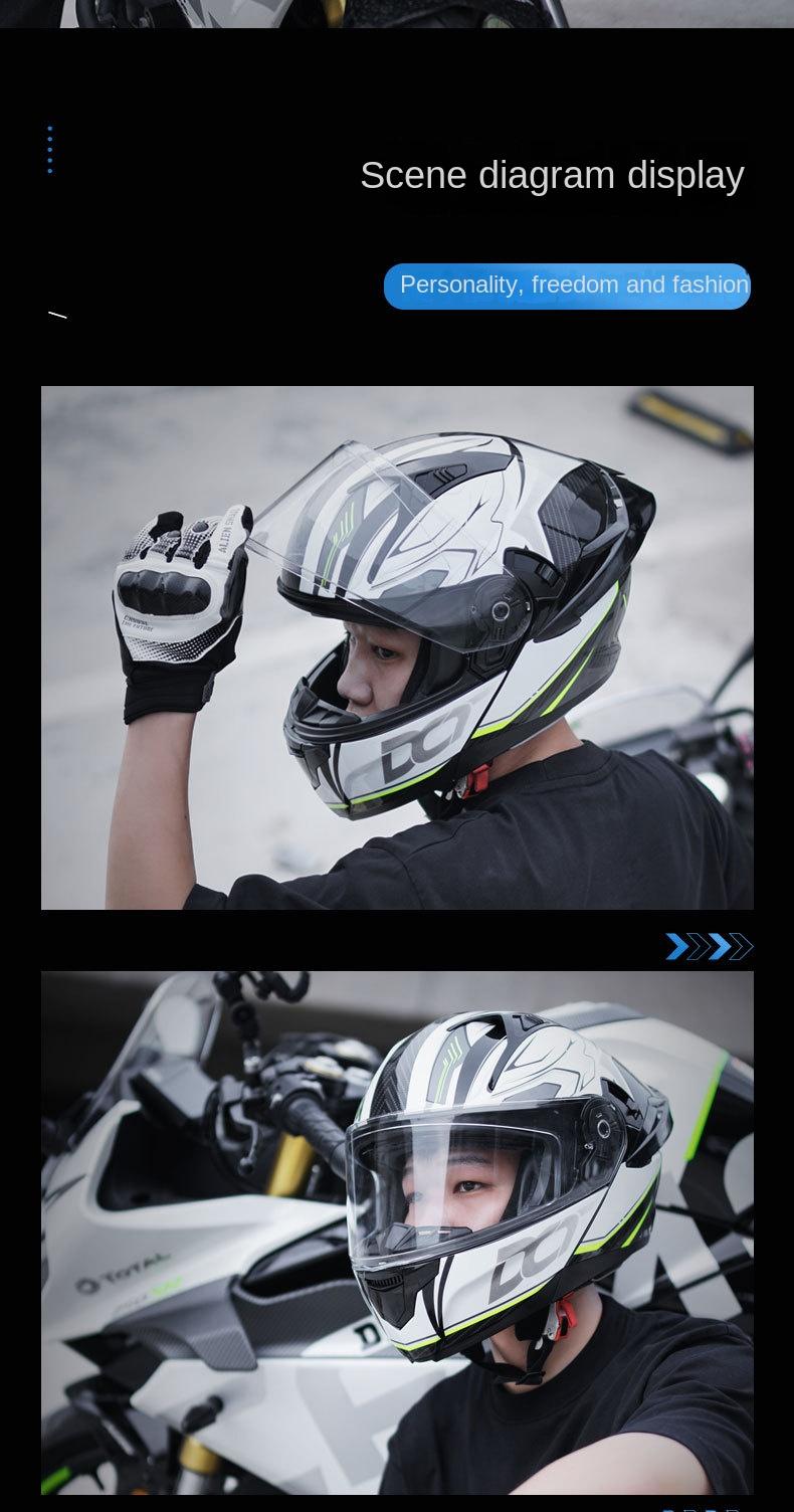 Product Introduction of Dot-809 Modular Helmet Double Lens Men's and Women's Summer and Autumn Traveling by Motorcycle Motorcycle 3C Motorcycle Large Tail Helmet Four Seasons 4