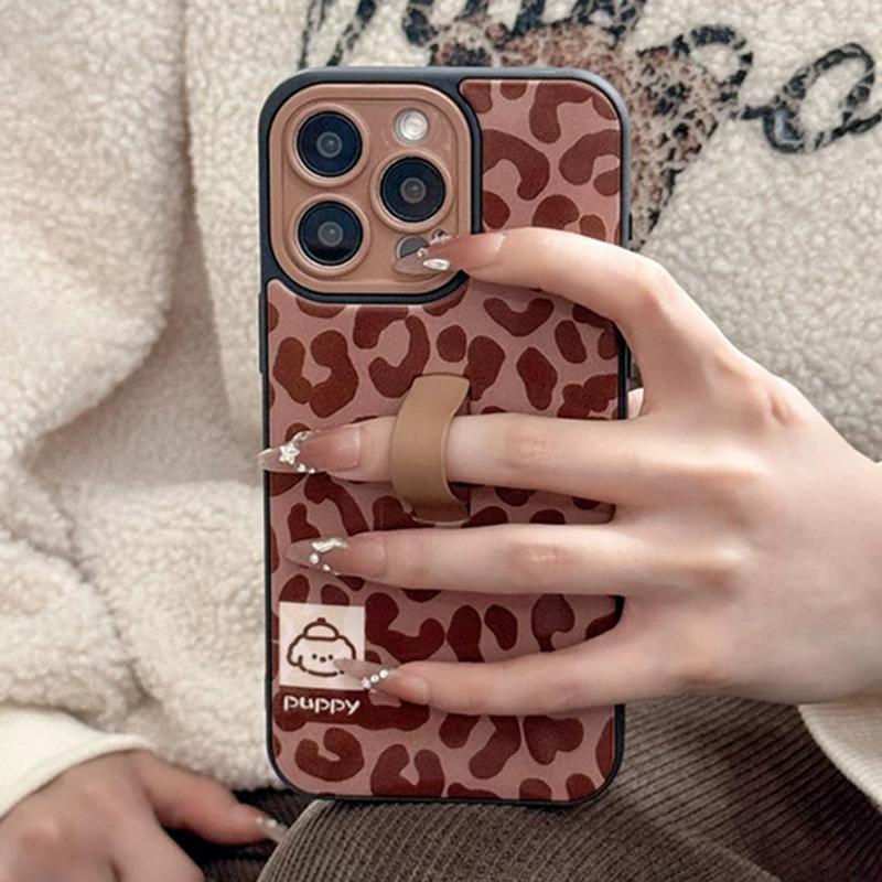 Fashion Leopard Pattern Phone Case with Ring Holder, Shockproof Phone Protective Cover, Phone Accessories Compatible with iPhone 16 15 14 13 12 11 Pro Max, Casing 1