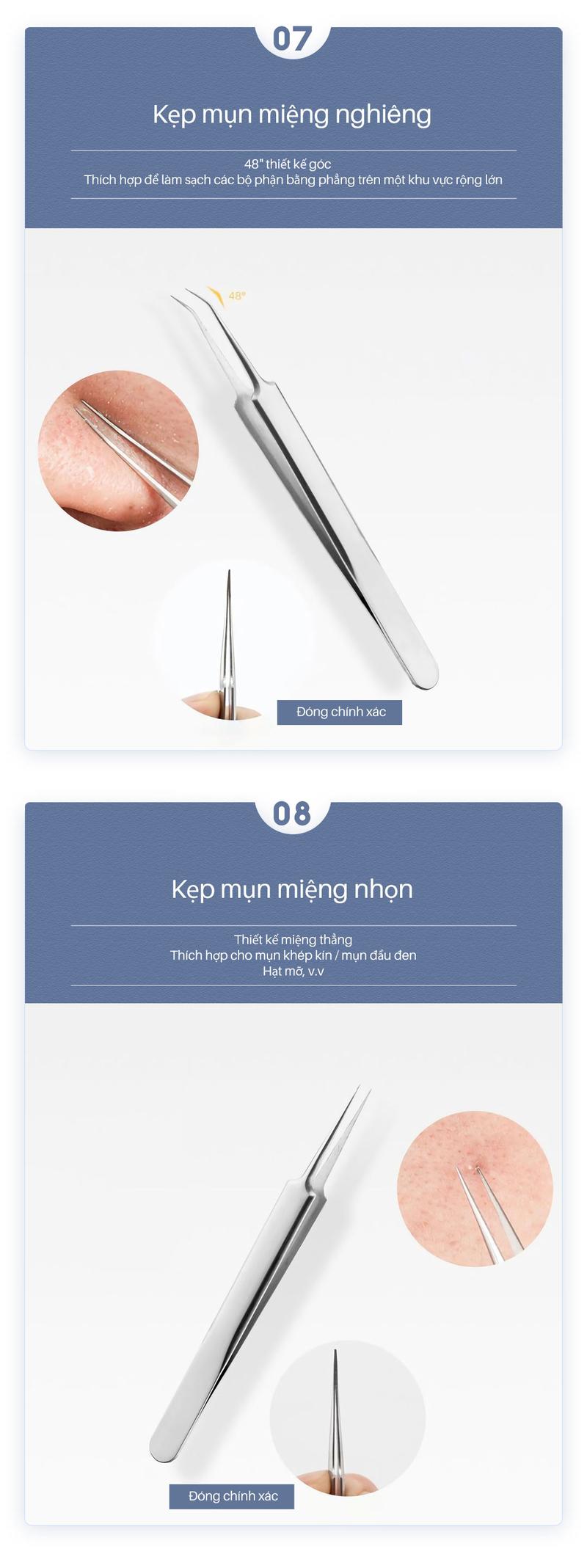 Product Introduction of Bộ Kẹp Thép Không Gỉ, 5 Chiếc, Màu Đen Và Đen, Tiện Lợi, Để Loại Bỏ Mụn Đầu Đen Và Mụn Trứng Cá, Allin 10
