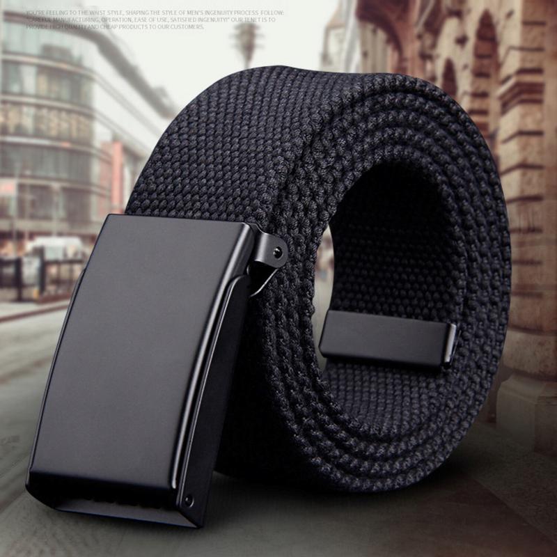 Thắt lưng bằng dây nịt vải bố canvas nhanh khô, độ bền cao, mặt khóa tự động - Màu Đen