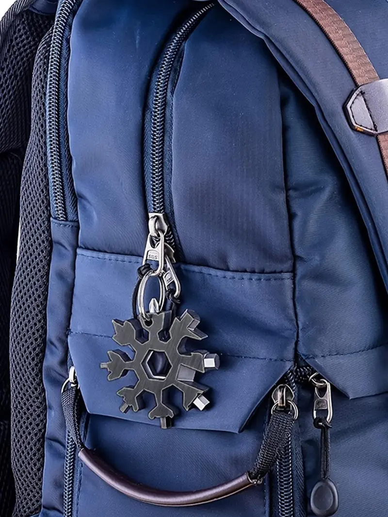 Product Introduction of Snowflake Design Multifunctional Tool Keychain, Stainless Steel Multifunctional Wrench Keychain, Portable Keychain Multi Tool 0