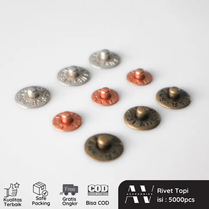 AVACC Rivet Celana Model Topi 9,5mm Saku Aksesoris Jeans Unik Murah