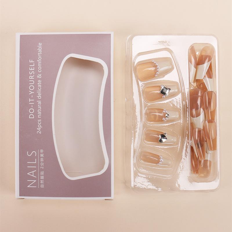 Red Book Popular Wearing Nail Medium and Long Milk White French 9K Glass Diamond Nail Art Finished Nail Sticker Nail Art Hot Selling Multi-choice Nail Art nail  sticker 1