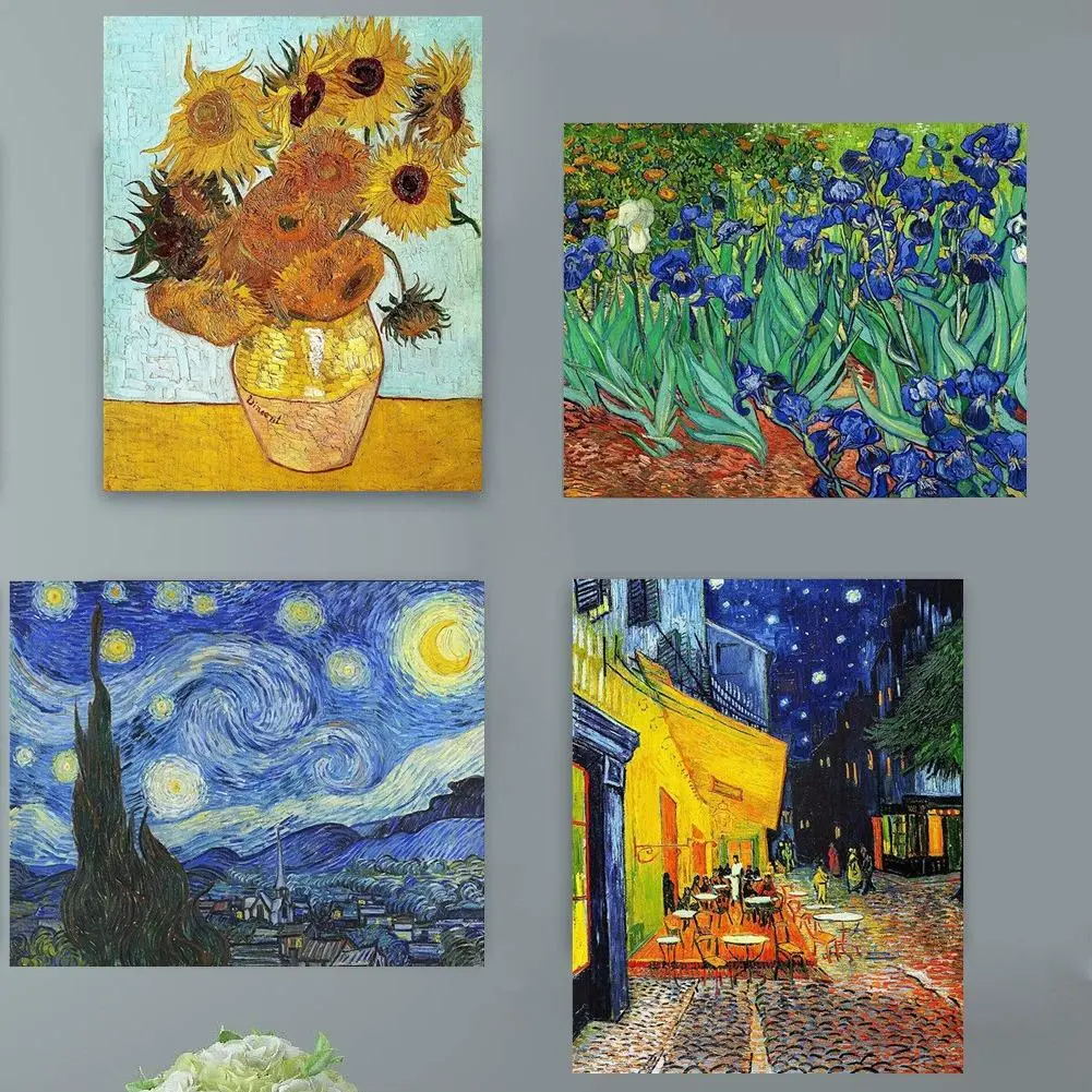 Van Gogh Sunflowers Pattern DIY Diamond Arts Colorful Painting Kit without Frame, 4 Counts/set DIY 5D Diamond Arts Colorful Painting for Beginner