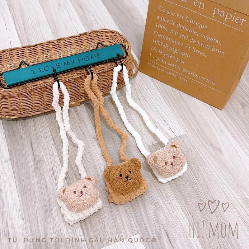 Túi đựng tỏi có đính hình thú xù phong cách Hàn Quốc cho bé yêu. Len