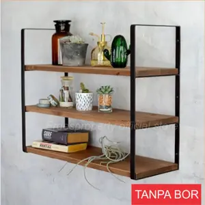 PROMO Rak Papan Ambalan 3 Susun Tempel Dinding Hemat Ruangan | Rak Hias Dinding 3 Tingkat Panjang 30 - 60 cm | Rak Dinding 3 Ambalan Kayu Besi Dekorasi Kamar Ruang Tamu | Rak Bumbu Dapur | Rak Kosmetik Dinding | Rak Kitchen Set AESTHETIC