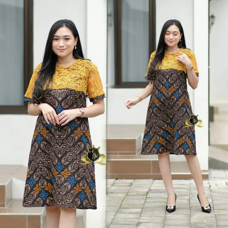 Baju Setcouple Brokat Songket New Dress Brukat dan Kemeja Batik Terbaru / Couple Natal 6
