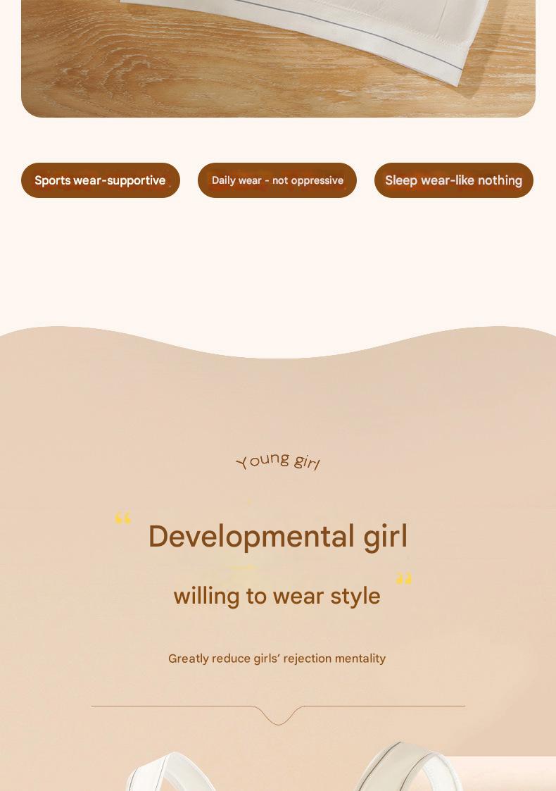 Product Introduction of Seamless broad-shouldered teenage girls undershirt developmental large plus fat comfortable soft anti-bump point without steel ring fixed cup underwear 5