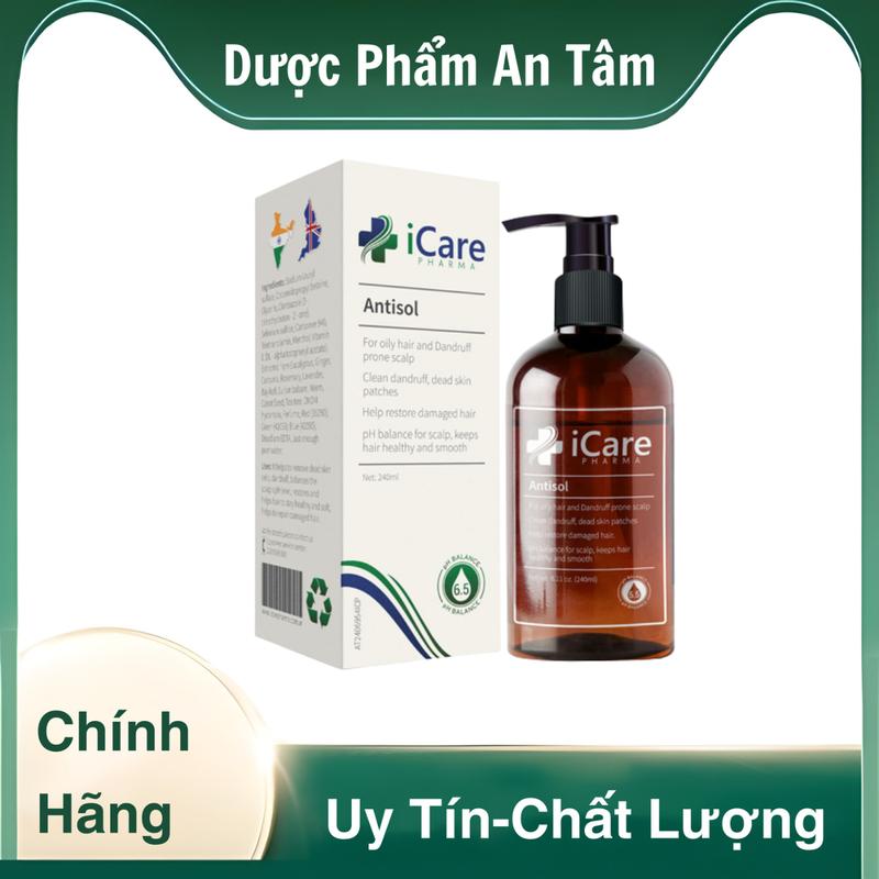 Dầu Gội Antisol Icare Pharma Dược Liệu Ph 6.5 Làm S.ạ.ch Gàu, Giảm Ngứa Và Bết Tóc 240ml