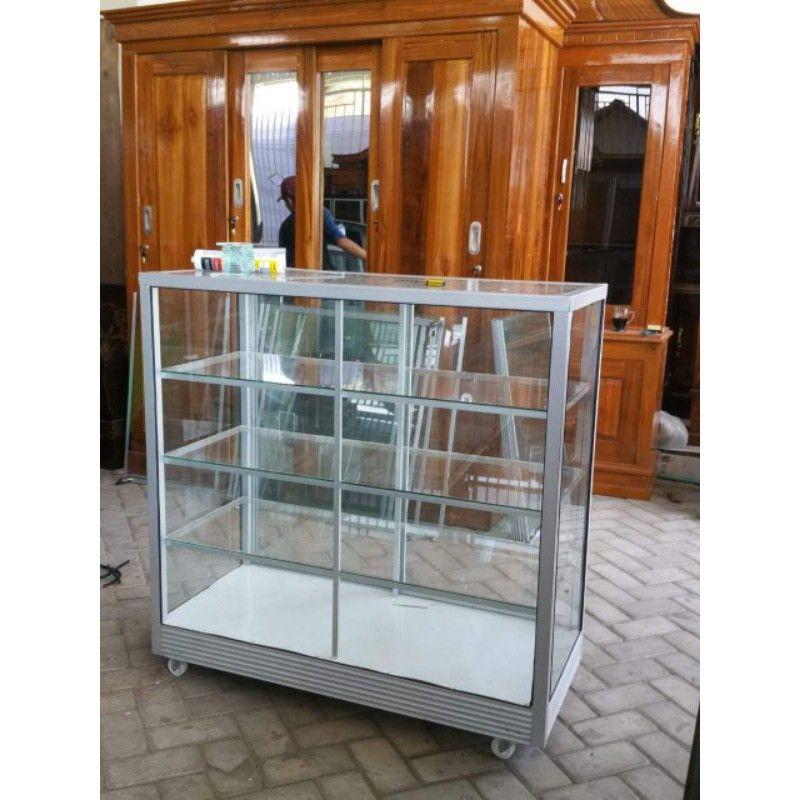 ETALASE 1,5 Meter Kaca Almini Aluminium Alumunium Rak Serbaguna Tempat Penyimpanan Barang Multifungsi Geser Sliding Buka Tutup Bufet Buffet Lemari Minimalis Kaki Roda Kokoh Kabinet Cabinet Lemari Pakaian Baju Lamongan Tuban Bojonegoro Gresik Kunci 5