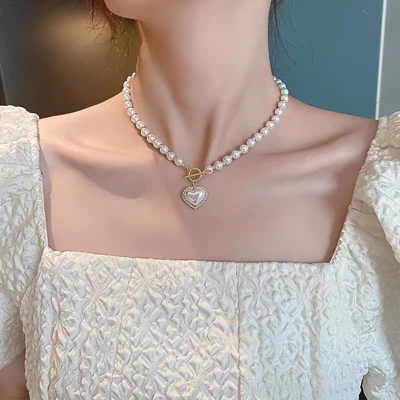 Kalung Mutiara Korea sweet simple pearl love necklace 1