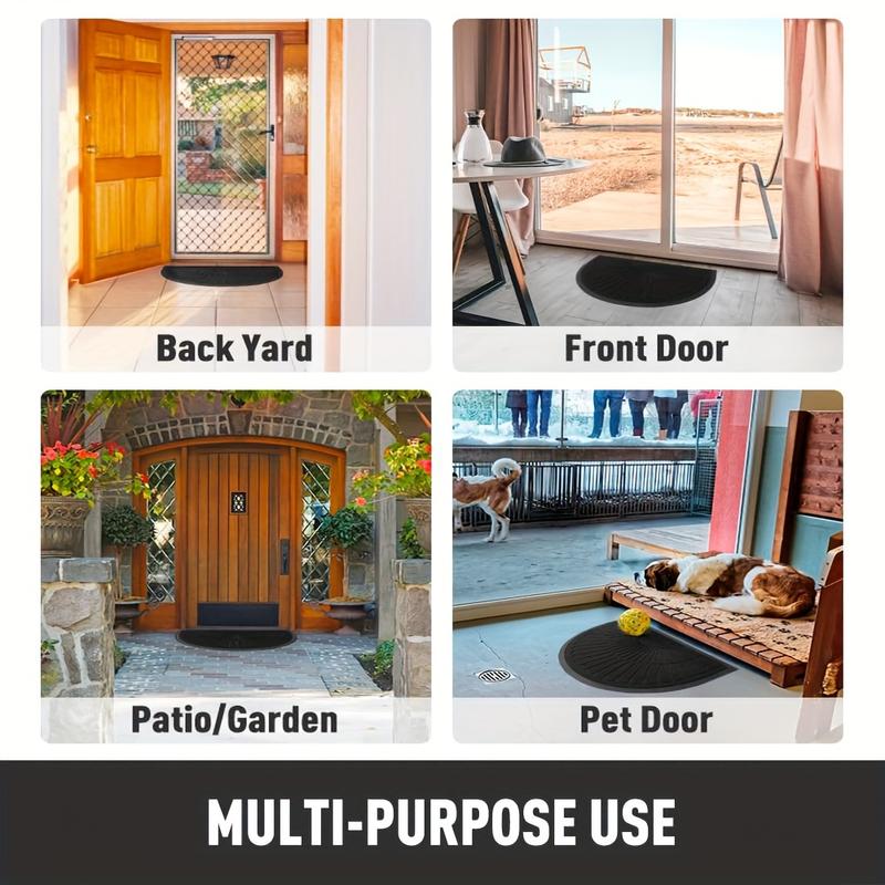 1pc Door Mat Outdoor Indoor Entrance Doormat-Semicircular Durable Rubber Non Slip Front Door Mat for Outside Inside Entry Entryway Dirt Trapper Welcome Mat for Muddy Paws and Shoes 6