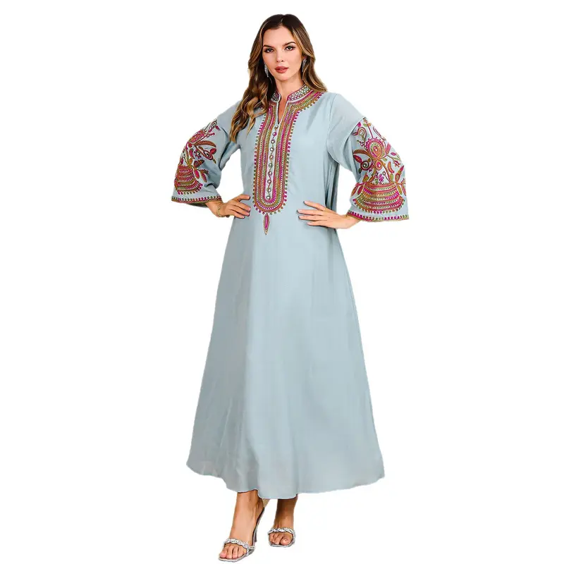 Middle East Muslim Rope Embroidered Robe Wn's Clothing Dubai Turkey Abaya Wn's Light Luxury Evening Gown Large Robe 4