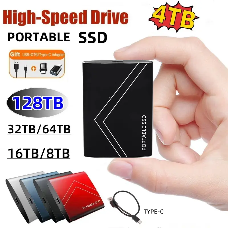 Cross-Border Upgrade Mobile SSD 4T 8TB 16TB 30TB Portable Solid State Hard Disk High-Speed Transmission