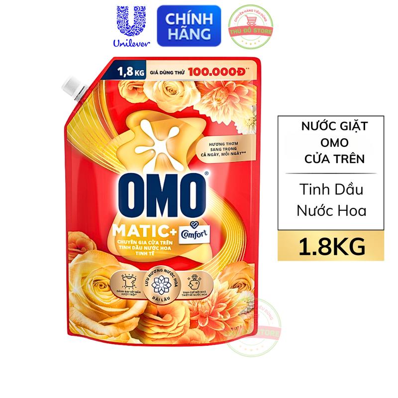 Nước Giặt OMO Matic Cửa Trên Comfort Tinh Dầu Thơm Vàng - Túi 1.8KG