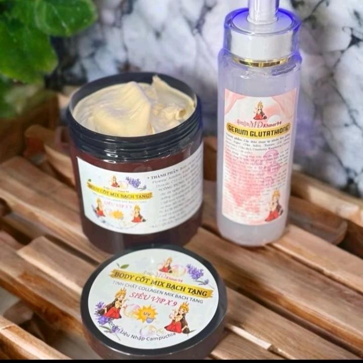 (hộp 500gr) kem cốt bạch tạng+serum glutathione tẩy manh dành cho da ngâm,thâm, đen chai lỳ Massage