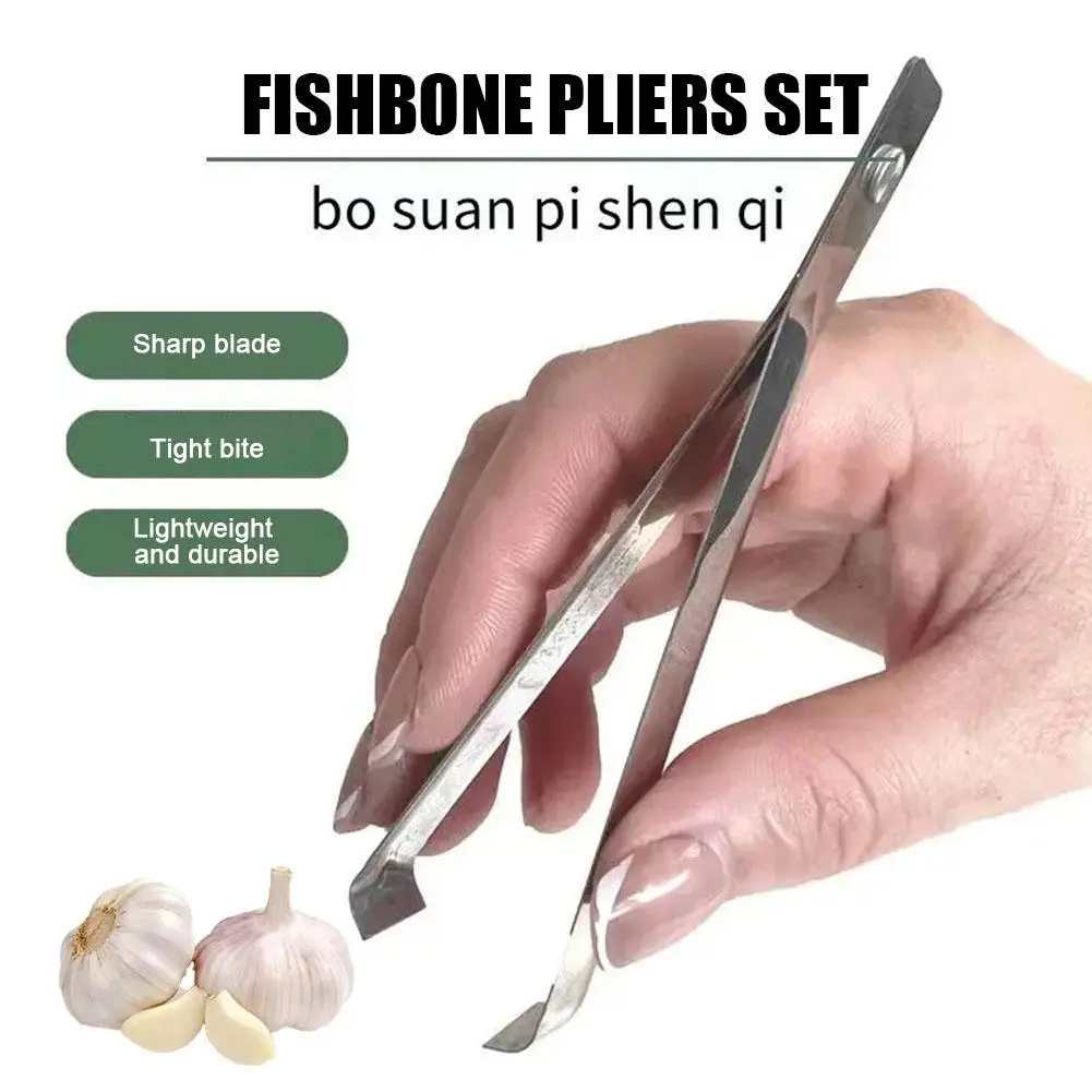 Nhíp Xương Cá, Chất Liệu Thép Không Gỉ, Dụng Cụ Kéo Nhíp Nhà Bếp, Dụng Cụ Bóc Vỏ, Kẹp Tỏi, Kẹp, F9S9