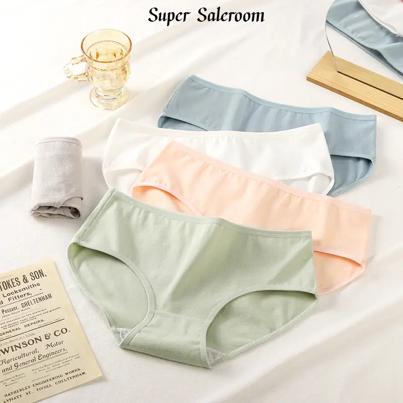Đồ Lót Nữ, Thiết Kế Không Đường May, Cotton Nguyên Chất Và Chải Kỹ, Màu Trơn Phong Cách Đơn Giản, cạp vừa, Thoải Mái, Quần Đùi Tam Giác Cho Bé Gái, Ngoại Cỡ Có Sẵn
